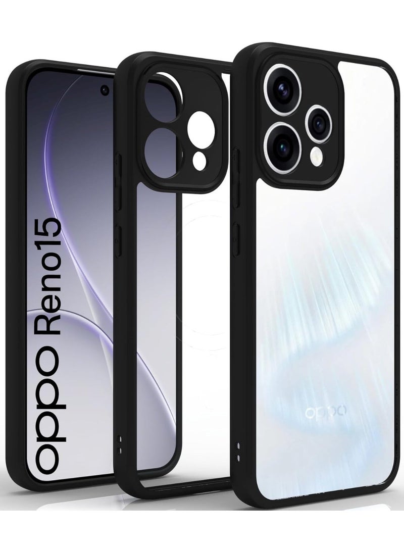 جراب حماية خلفي صلب شفاف مقاوم للصدمات لهاتف OPPO Reno 15 [مضاد للاصفرار]، غطاء خلفي شفاف مع حواف من مادة TPU لحماية الهاتف. - Image 1